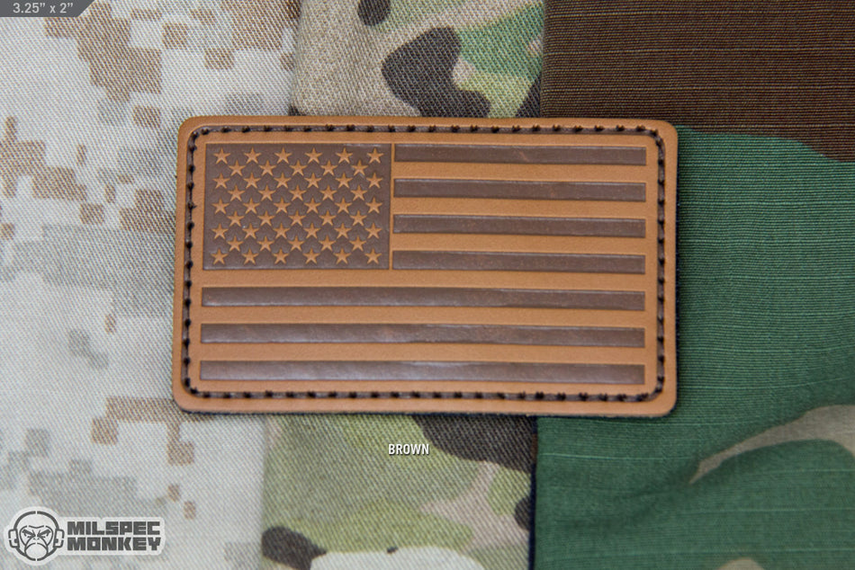 Mil Spec Monkey US Flag Leather Patch