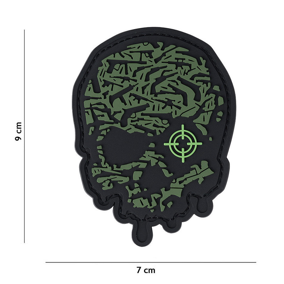 Patch 3D PVC Target Auge Totenkopf grün
