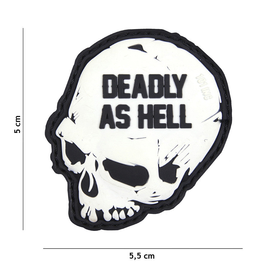 Patch 3D PVC Deadly an Hell weiß