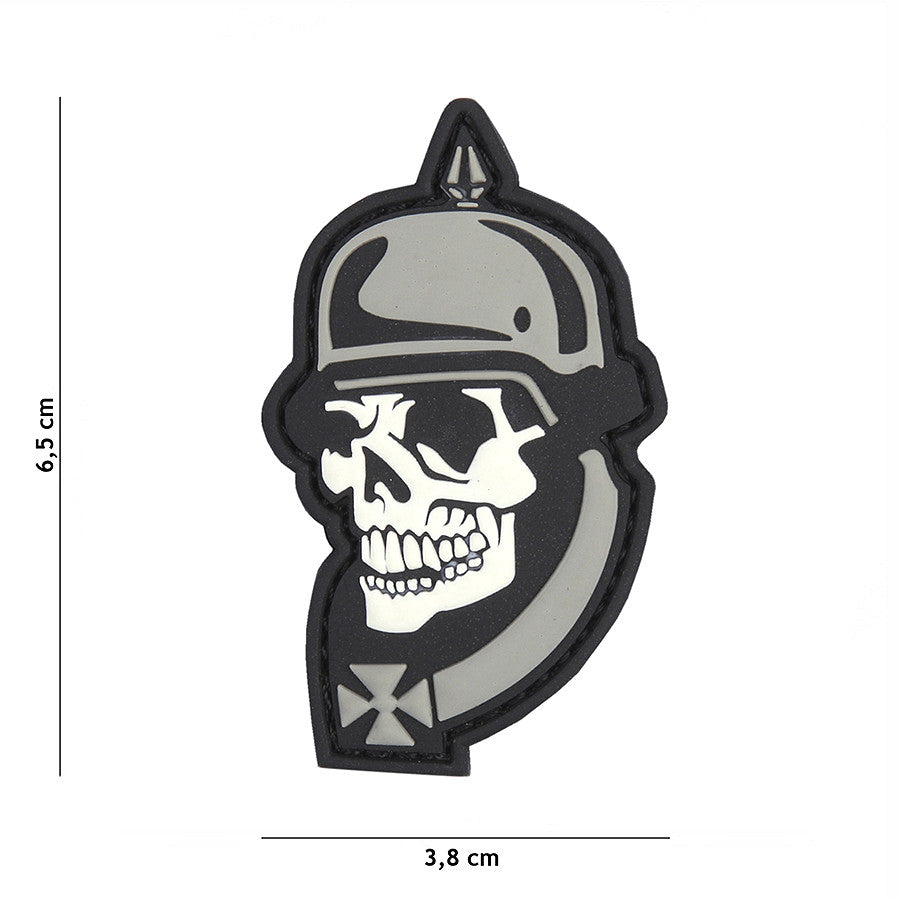 Patch 3D PVC WW I skull grau