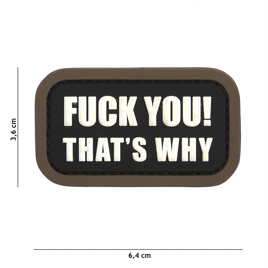 Patch 3D PVC Fuck you that's why schwarz
