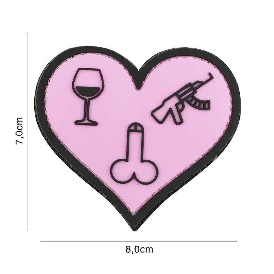 Patch 3D PVC Love, wine, dicks and guns rose
