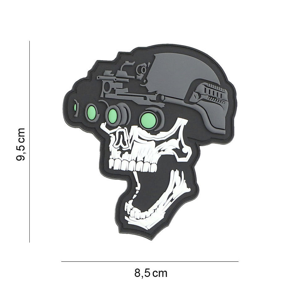 Patch 3D PVC Night Vision Skull weiß
