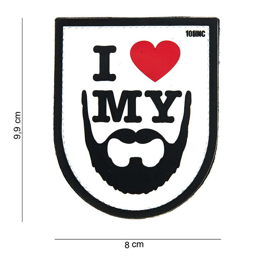 Patch 3D PVC I love my Beard weiss