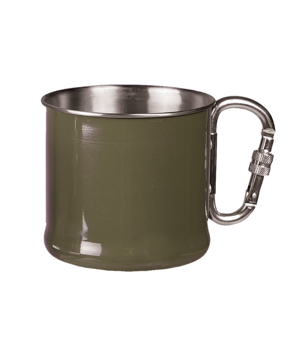 Mil-Tec Karabinerbecher Edelstahl 500 ml Oliv